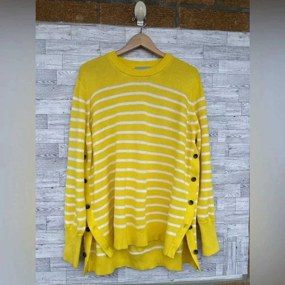 TUCKERNUCK  yellow  Stripe Bar Harbor Sweater XXL